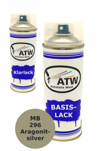 Autolack für Mercedes Benz 296 Aragonitsilver +400ml Klarlack Set